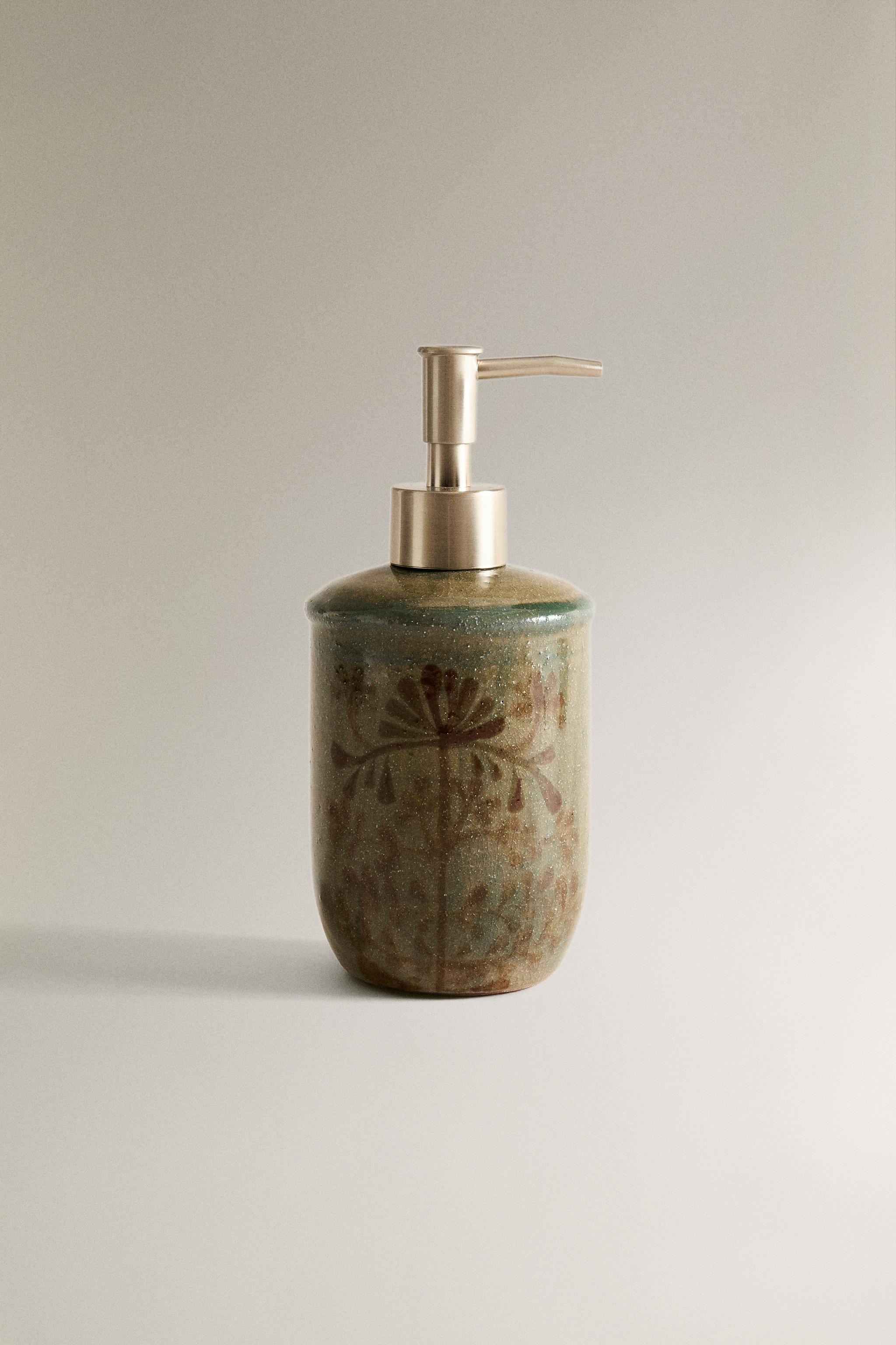 CERAMIC FLORAL SOAP DISPENSER